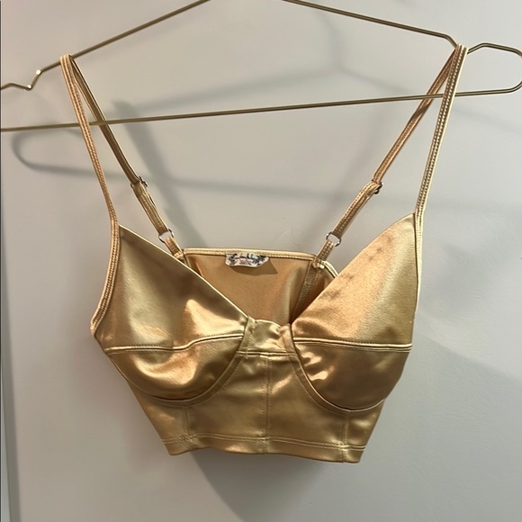 Gold Satin Crop Top/bralette - Picture 1 of 6